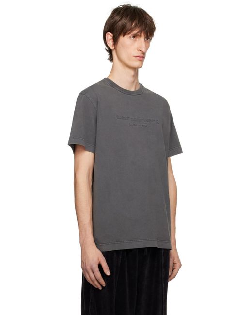 T-shirt gris à image à logo gaufrée Alexander Wang pour homme en coloris Black