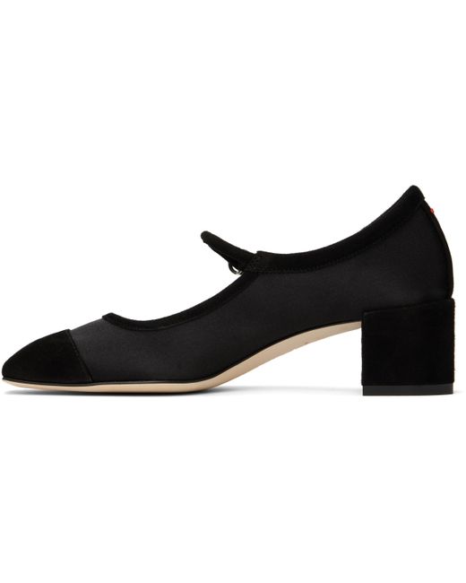 Aeyde Black Aline Satin & Kid Suede Mary-Jane Heels