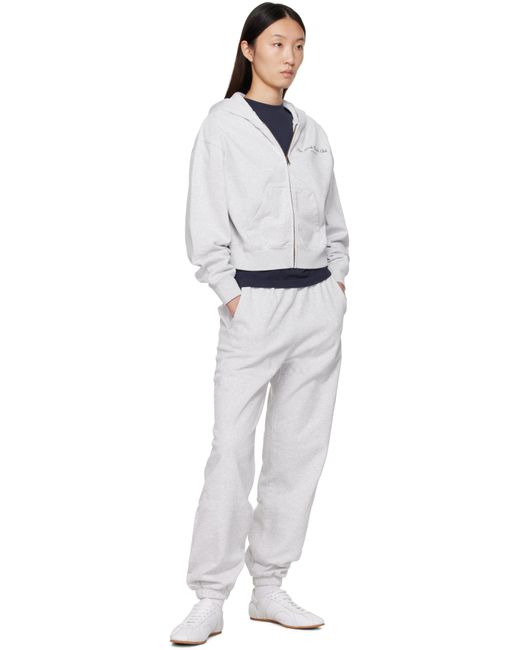 Sporty & Rich White 'Ny Health Club' Cropped Zip Sports Hoodie