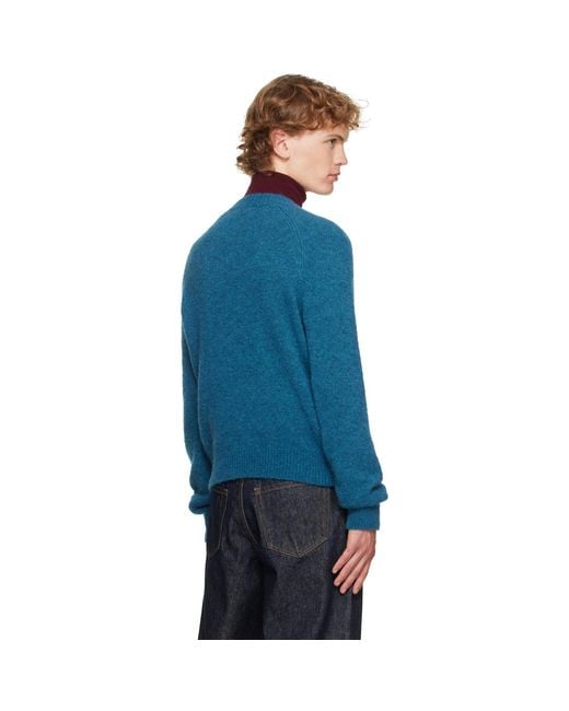 Dries Van Noten Blue Alpaca Sweater for men