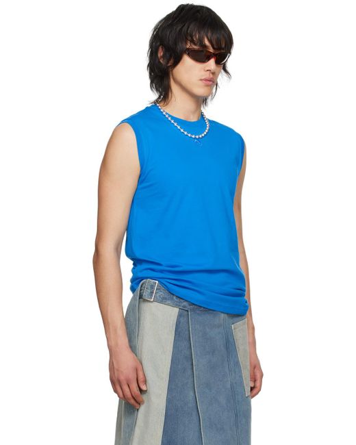 MARINE SERRE Blue Sleeveless T-shirt for men