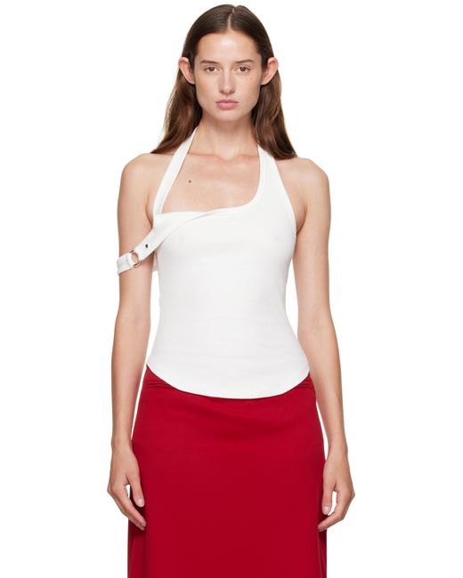 Courreges Red Asymmetric Buckle Tank Top