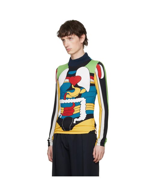 Jean Paul Gaultier Black 'The Body Map Organ' Top for men