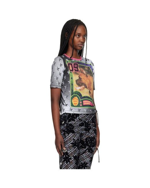 Chopova Lowena Black 'Deptford Dogs' Fitted Jersey T-Shirt
