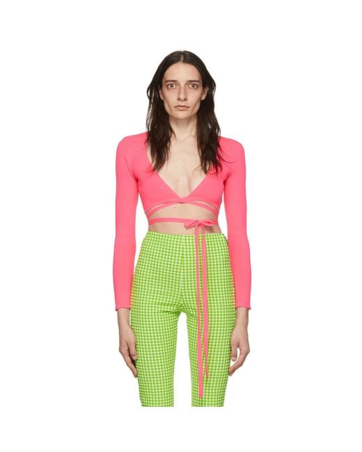 MSGM Red Pink Polyester Cardigan