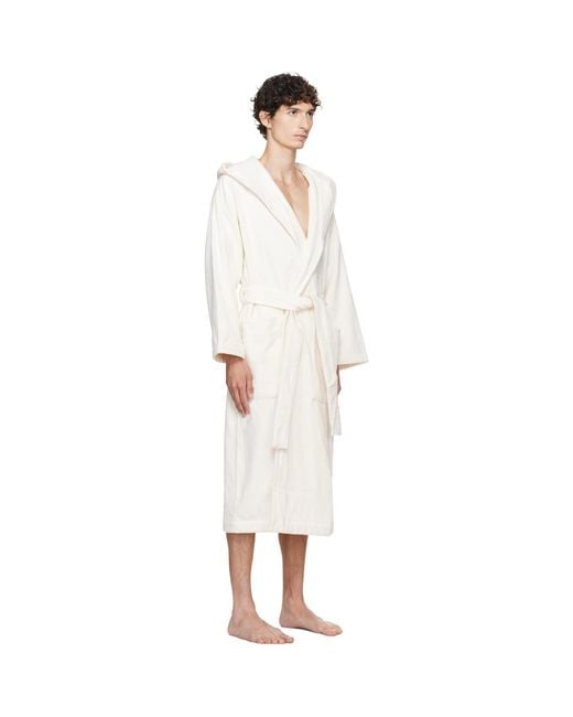 Tekla White Off- Terry Hooded Bathrobe for men