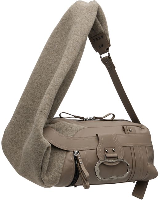 OTTOLINGER Gray Taupe Neoprene Wool Leather Bag