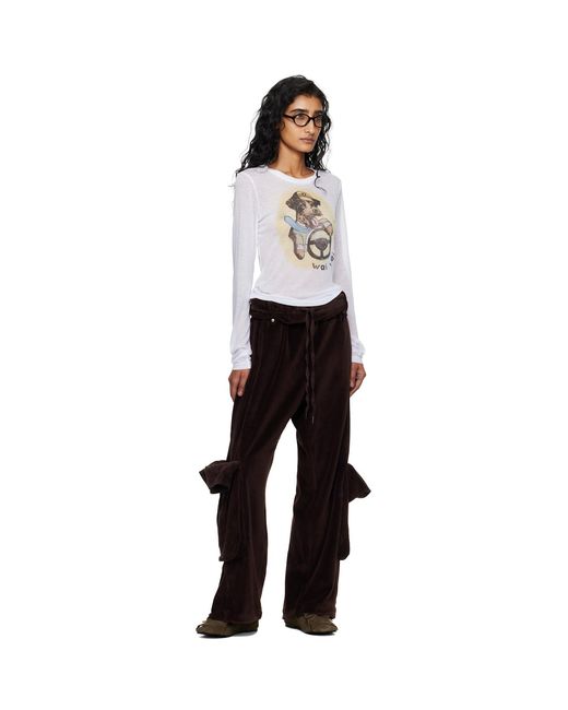 OPEN YY Black Rolled Waist Velour Cargo Pants