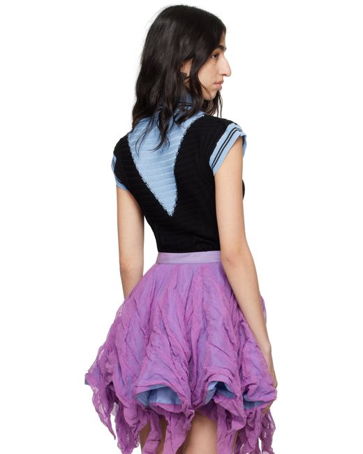 Kiko Kostadinov ブルー＆ブラック Quimby Sleeveless ニットポロシャツ Purple