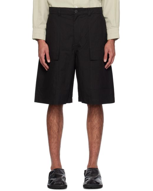 Studio Nicholson Black Cargo Pocket Shorts for men