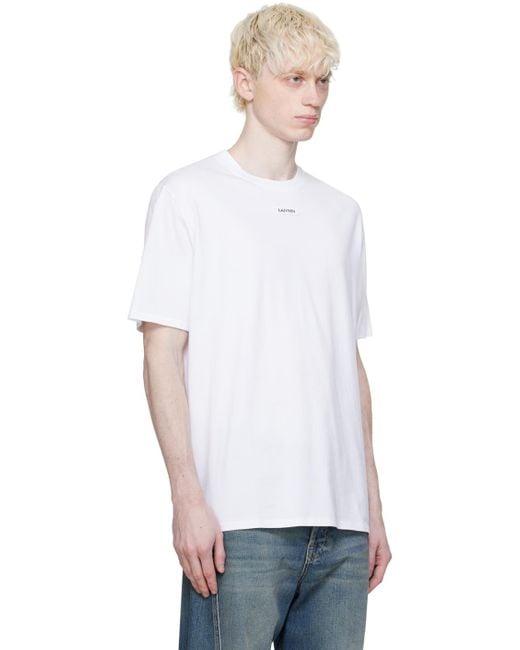 メンズ Lanvin ホワイト ロゴパッチ Tシャツ White