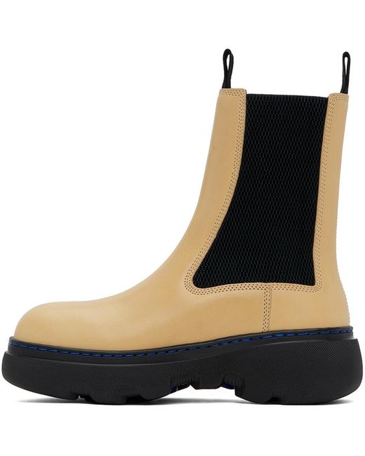 Burberry Blue Yellow Leather Creeper Chelsea Boots