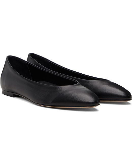 Aeyde Black Ellie Almond-Toe Flats