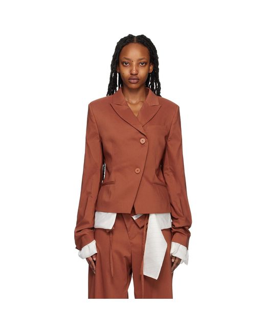 OTTOLINGER Red Orange Fitted Reversible Blazer