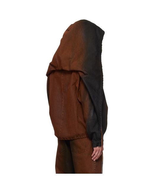 Egonlab Brown Convertible Hooded Denim Jacket for men