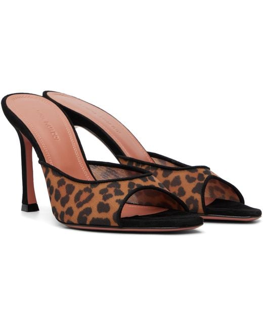 AMINA MUADDI Black Tan & Alexa 95 Mesh Slipper Heeled Sandals