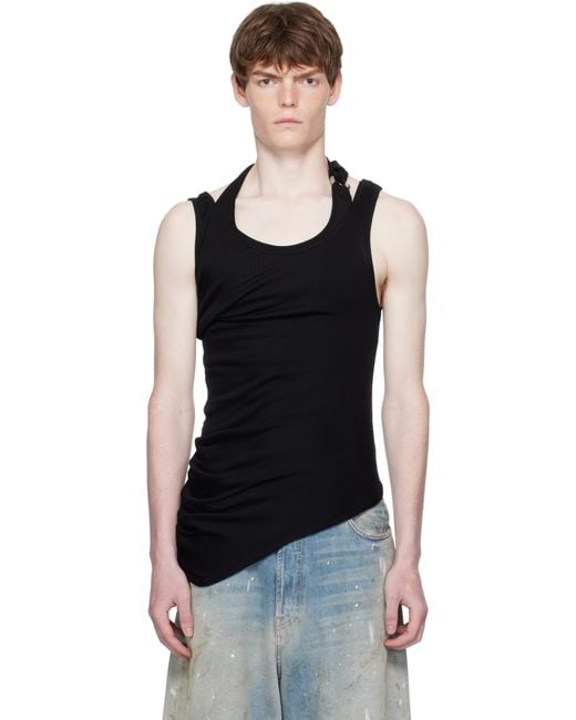 Jean Paul Gaultier Twisted Double Layered Tank Top in Black for