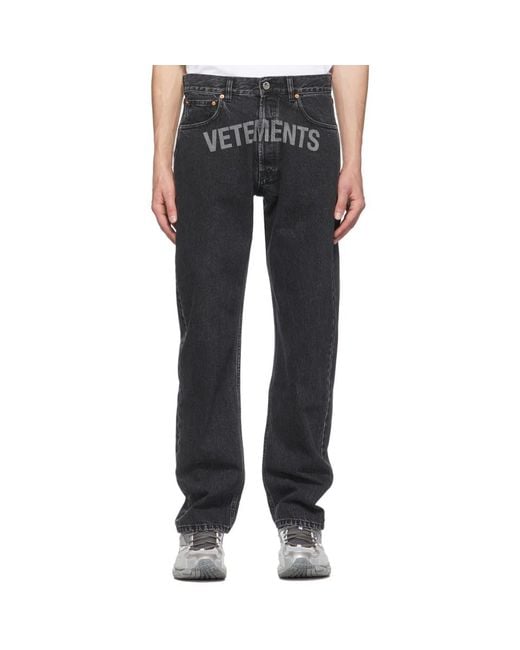 Vetements Black Washed Laser Logo Jeans for men