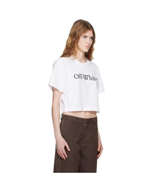 Off-White c/o Virgil Abloh White Big Logo Bookish Crop T-Shirt