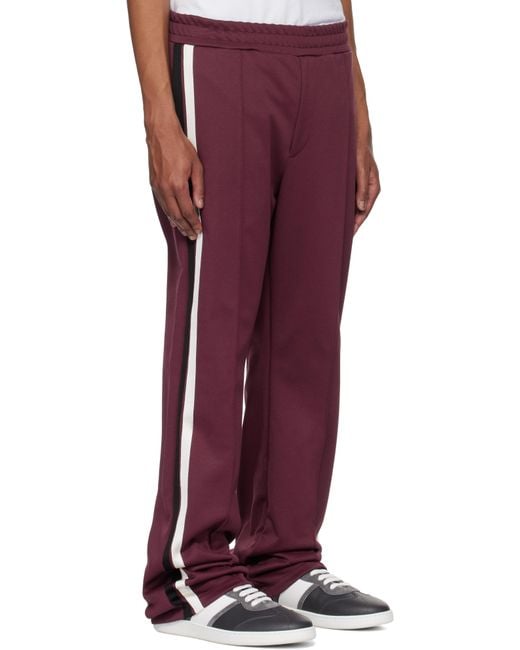 Ferragamo Red Burgundy Contrasting Bands Sweatpants for men