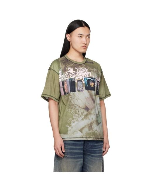 DIESEL Black Khaki All-Over Prints & Patches Relaxed T-Shirt for men