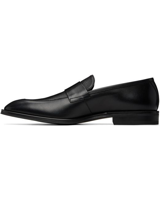 Boss Black Plain Penny Trim Leather Loafers for men