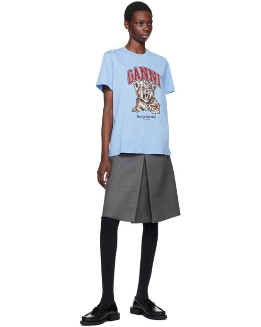 GANNI Tiger Tシャツ ganni-745-Blissful-Blue-Tiger-
