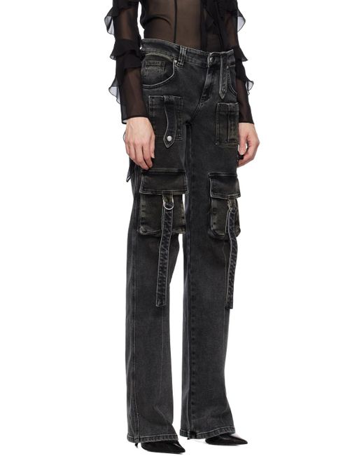 Blumarine Black Gray Cargo Pocket Jeans