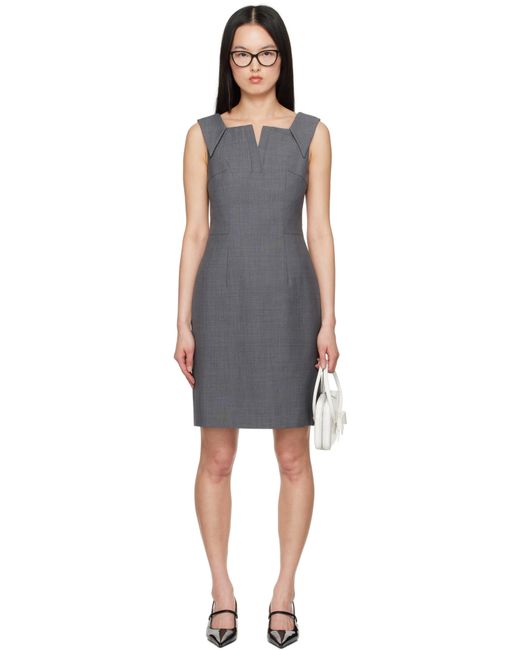 ShuShu/Tong Black Lapel Waist-Cinching Straight Minidress