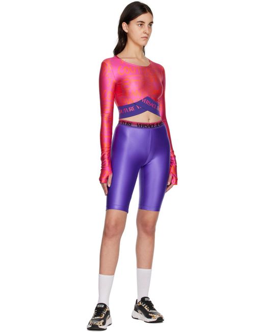 Versace Purple Shiny Bike Shorts