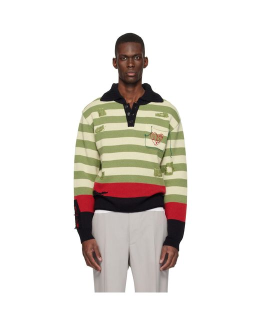 ANDERSSON BELL Multicolor Stripe Damaged Polo for men