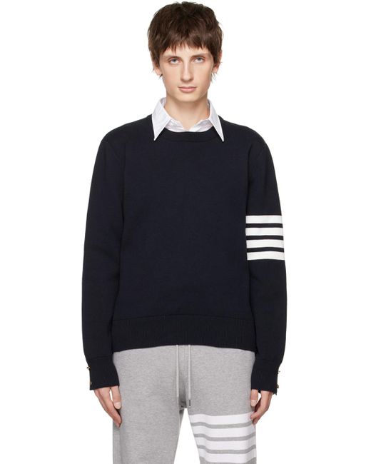 Thom Browne Black Thom E 4-bar Sweater for men