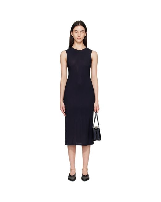 Jil Sander Blue Jersey Slip Midi Dress
