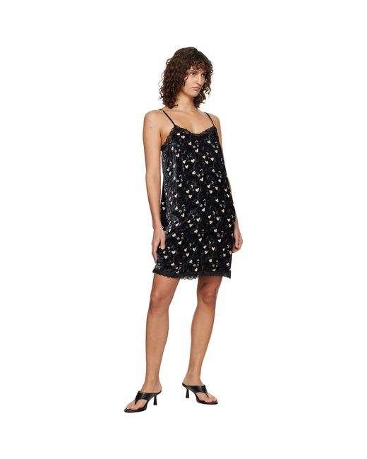 R13 Black Lace Trimmed Slip Midi Dress