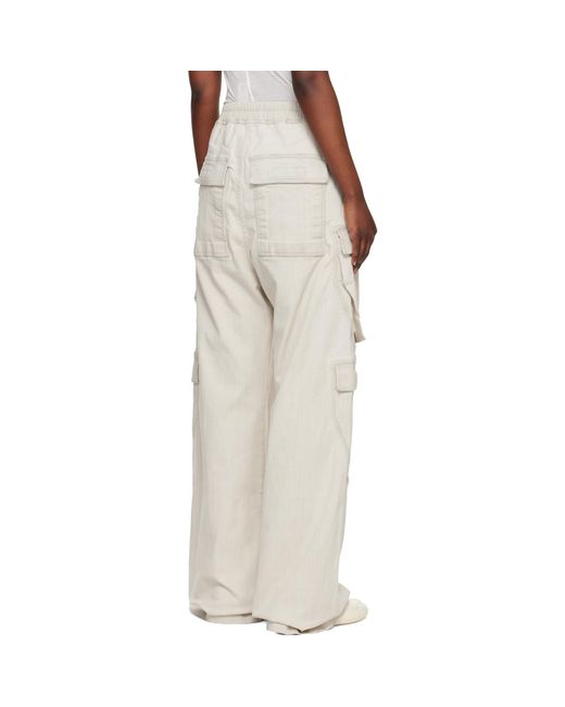 Rick Owens Natural Off- Temple Double Jumbo Belas Denim Cargo Pants
