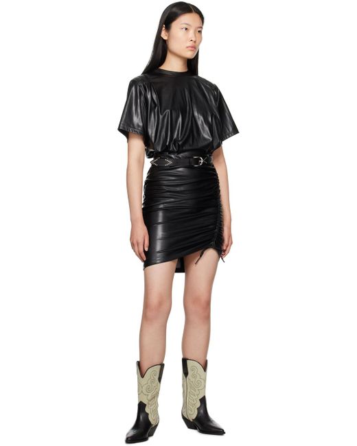 Isabel Marant Black Balesi Faux-Leather Minidress