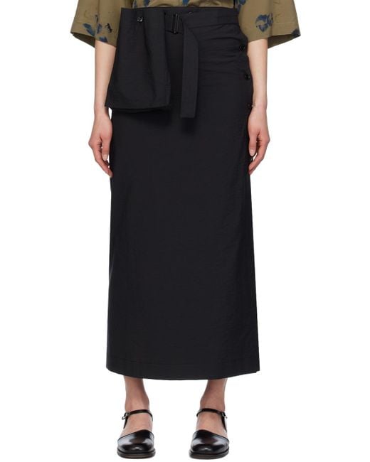 Lemaire Black Wrap Midi Skirt