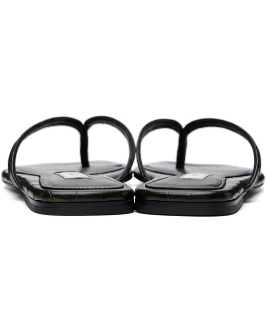 Totême  Black Croco-embossed Flip-flops