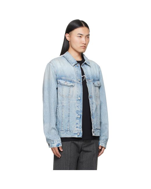 MM6 by Maison Margiela Blue Poplin Trim Denim Jacket for men