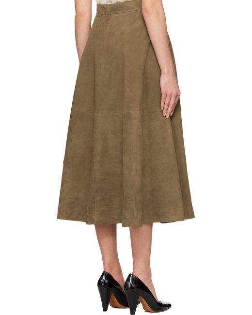 Rohe Natural A-line Suede Midi Skirt