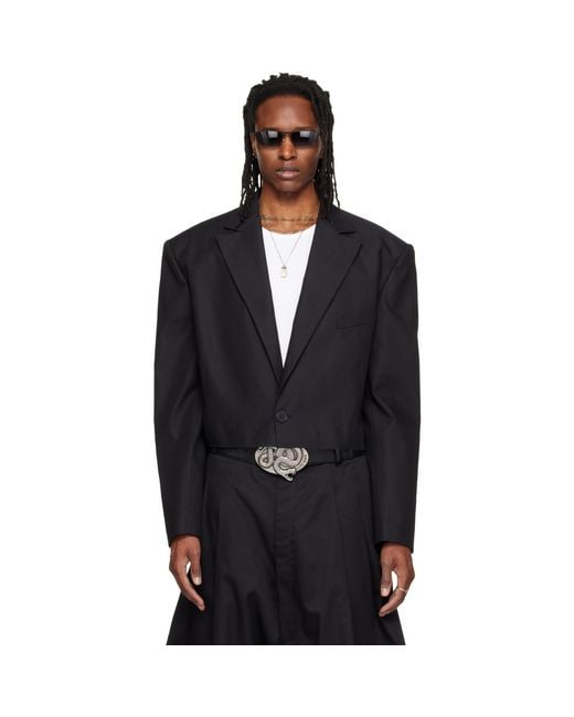 Lu'u Dan Black Slashed Blazer for men