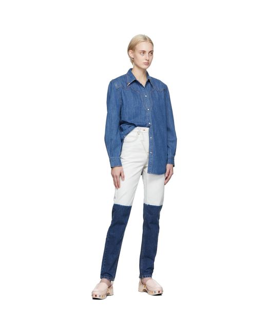 Pushbutton Off-white & Blue Dip Dye Jeans