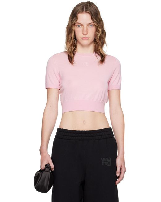 T By Alexander Wang Pink Embossed Logo T-shirt