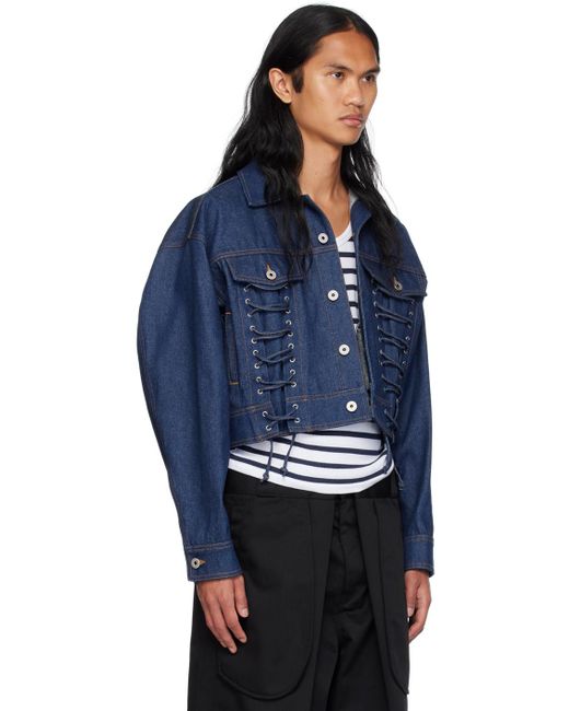 Jean Paul Gaultier Lace Up Denim Jacket in Blue for Men Lyst