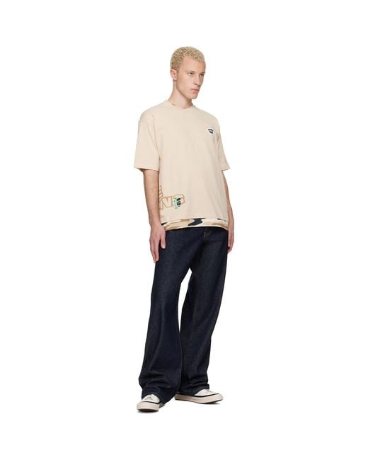 Aape By A Bathing Ape Natural 'Aapeunvs' Graphic T-Shirt for men
