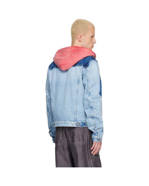 Maison Margiela Blue Patchwork Denim Jacket for men