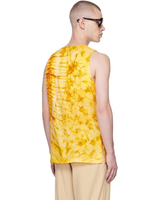 TOKYO JAMES Yellow Tie-dye Tank Top for men