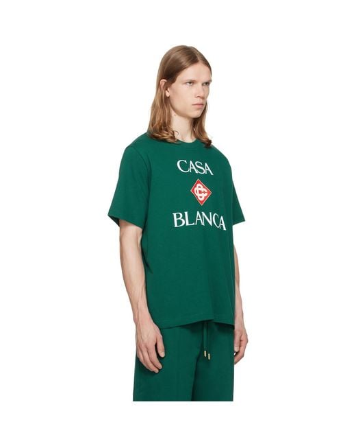 Casablanca Green Diamond Logo Short Sleeve T‑Shirt for men