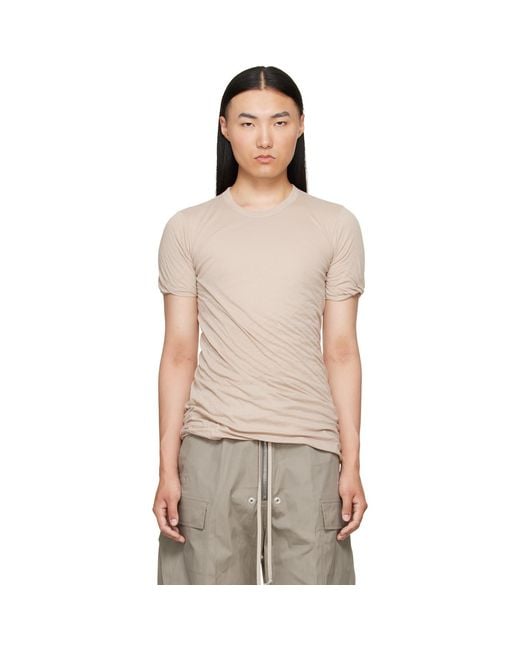 Rick Owens Natural Taupe Tower Double S/S T-Shirt for men