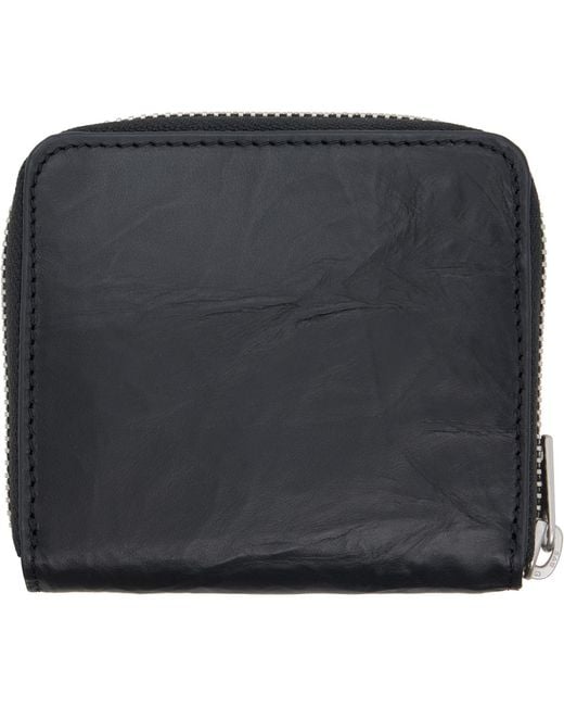 Y-3 Black Crinkle Leather Wallet for men